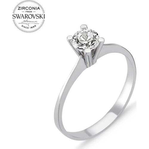 Silver 925 Sterling Swarovski Zirconia Cubic Zirconia Engagement Ring