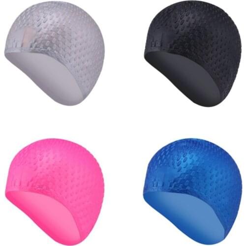 Men Women Silicone Rubber Swimming Cap 3D Ergonomic Design Ear Pockets For Adult Waterproof Swimming Caps New