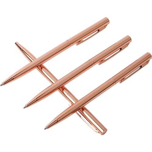 Rose Gold Ballpoint Pen Stainless Steel Rod Rotating Metal Ball Pens For School Office Stationery Ballpoint Pen Writing 0.7mm