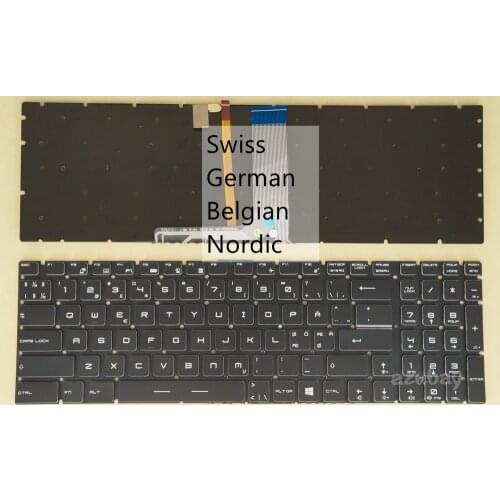 Swiss German Belgian BE Nordic SD FI NW DN Keyboard For MSI MS-16J2 MS-16J4 MS-16J5 MS-16J9 MS-16JB MS-16JC MS-16JD, RGB Backlit