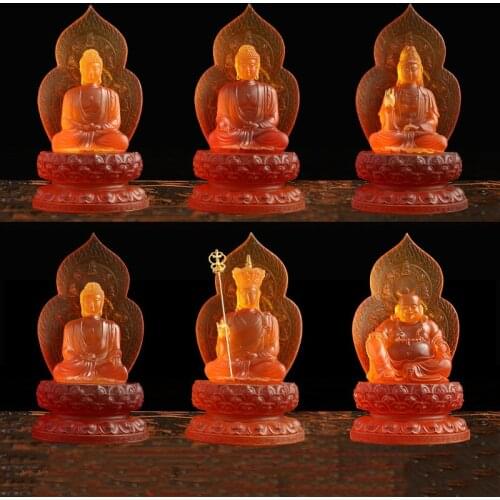 Large size imitation Liuli Guanyin Maitreya Buddha statue Modern art handmade resin sculpture Home living room lucky statue 30cm