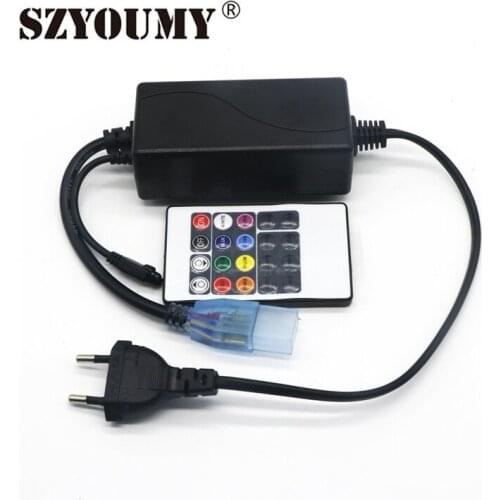 SZYOUMY AC220V Input Wireless RGB Controller for 220V LED Strip Light with 20 Keys IR Remote Power Controller
