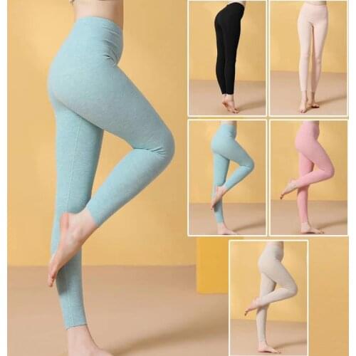 Elifashion Women New Warmth Leggings Colored Cotton Non-printing & dyeing Silk Thermal No Trace Heating Long Pants Fall &Winter