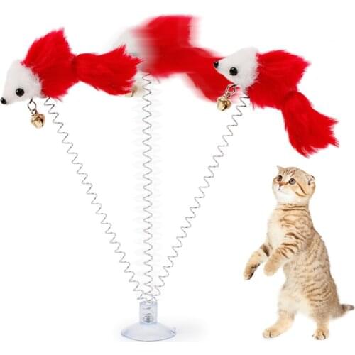 1pcs cat supplies swing mouse toy colorful sucker spring cat toy with bell pet supplies various styles of cat toys attract