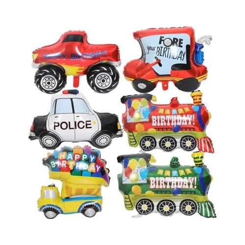Birthday party decoration baby shower cartoon car fire truck train ambulance foil balloon