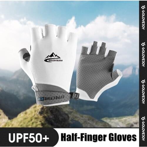 Half-finger Cycling Sport Gloves Golf Outdoor Sports Summer Sunscreen Fishing Breathable Non-slip Cool Feeling Ice Silk Mittens