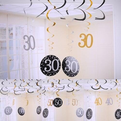 Anniversary Party Decor Glitter Hanging Swirls Dangling Streamers Foil Swirls Banner 1 Set Spiral Ornaments 30Th Birthday
