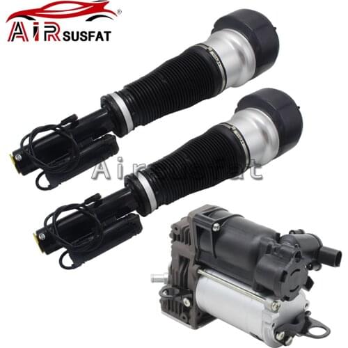 1 pair Front Air Suspension Shock Strut + Air Compressor Pump For Mercedes S-Class W221 S350 S400 S550 2213204913 2213200704