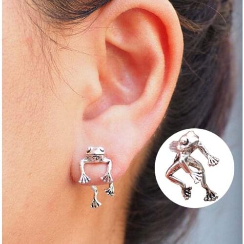 1 Pairs Frog Earrings Lovely Ear Studs For Women Girls Jewelry Gift Temperament Popular Accessories Silver Classic Earring Hot