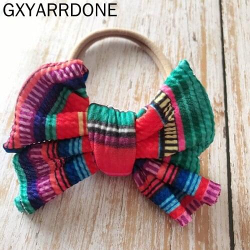 1pcs 2019 Baby Girls Diy Headband Knot Tie Turban Headwrap Stretchy Printing Hair Bows Baby Nylon Headband Hair Accessories