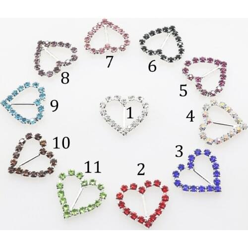 New 21mm*20mm 10pcs/Seet Variety color Heart Crystal Rhinestone buttons Craft decorative Button Diy wedding Embellishment buckle