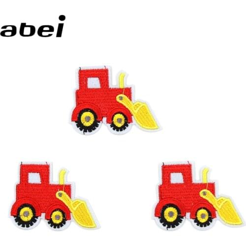 10pcs Cartoon Forklift Patches Iron On Cute Tractor Badge Embroidery Sewing Fabric Appliques DIY Jeans Coats Bags Stickers