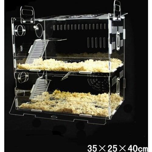 2 Storey Luxury Crystal Hamster Cage Castle House Small Animal Cages Transparent Cages (35*25*40cm)