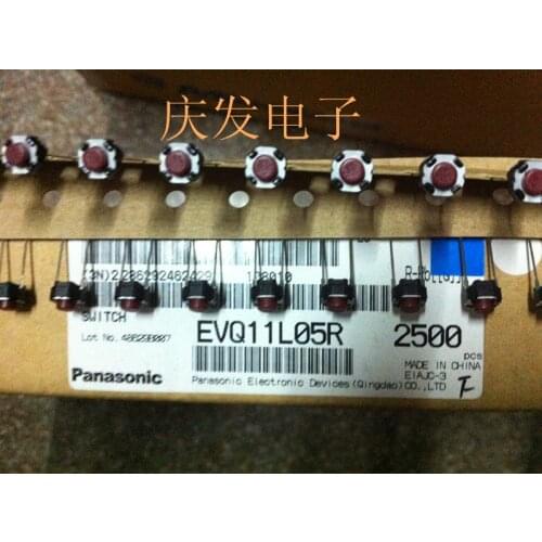 200pcs/1000pcs Japan EVQ11L05R Tact Switch button switch 6*6*5mm 6*6*5 Dip Middle 2 foot Original red