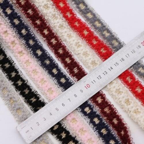 3 yards/lot Wool Gold Wire Weaving Ribbon for diy head wear Bag clothing accessories Decoration Lace Trims