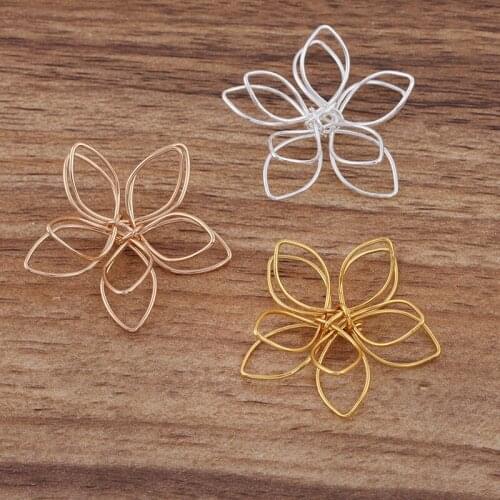 30PCS 36mm Metal Hollow Out Flowers Connectors DIY Findings For Jewelry Making