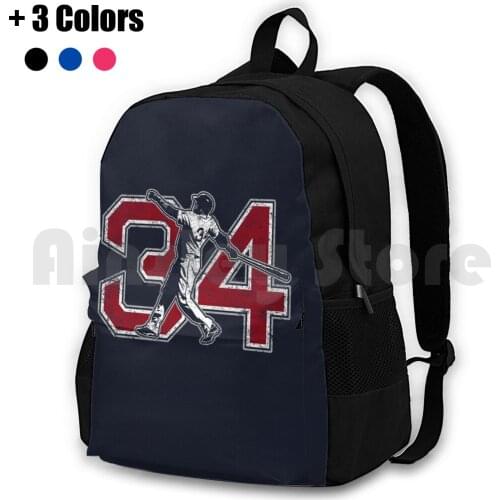 34-Big Papi ( Vintage ) Outdoor Hiking Backpack Riding Climbing Sports Bag 34 Number 34 Big Papi Hitter Player David Ortiz