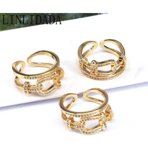8Pcs CZ Adjustable Rings For Women Open Cuff Ring White Cubic Zirconia Gold Filled Jewelry