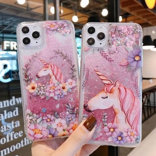 Whale Glitter Case For iPhone 12 Pro Max Mini SE 2020 11 Pro XS Max XR X 8 7 6 6s Plus Unicorn Case Bling Liquid Soft Cover