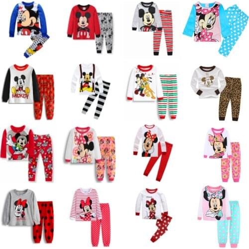 Kids Pajama Set Children Sleepwear Cartoon Mickey Pijamas Minnie Mouse Cars Pyjamas Baby Boys Girl Sets Cotton Nightwear Clothes