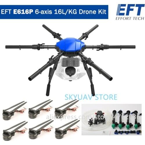 EFT E616P 16L/16kg 6 Axis Agricultural Drone Frame 12S Brushless Spray System Hobbywing X8 Motor Kit