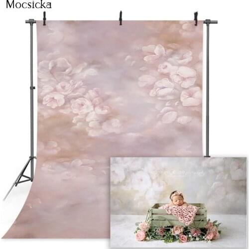 Newborn Kids Floral Birthday Backdrop for Photography Pink Abstract Texture Cake Smash Photo Background Studio Photocall Props