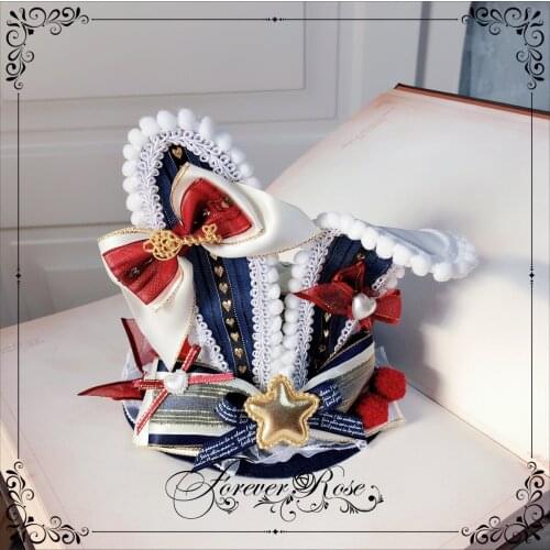 Cyan Handmade Rabbit Ears Top Hat Lolita Girl Kawaii Princess Topper Headdress Cute Elegant All-match Harajuku Hair Ornaments