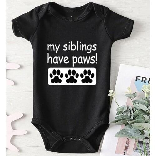 Dog Print Siblings Have Paws Cotton Toddler Girl Fall Clothes Children Jumpsuits Clothing for Babies Bodysuit for new born