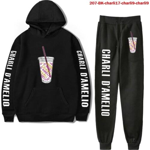 Star Charli Damelio Hoodies Sweatpants Suit Men Women Long Sleeve Sweatshirt Unisex Tracksuit Fashion Pullover Splatter Clothes