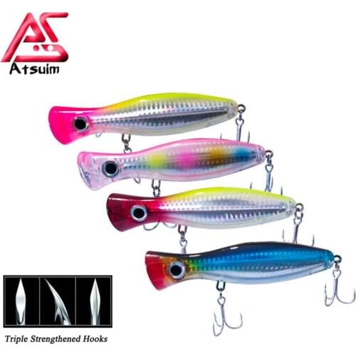 AS 1PC 12cm 40g Top Water Popper Fishing Lure Crankbait Artificial Wobblers ABS Hard Bait Pesca Bass Carp Pike Fishing Tackle