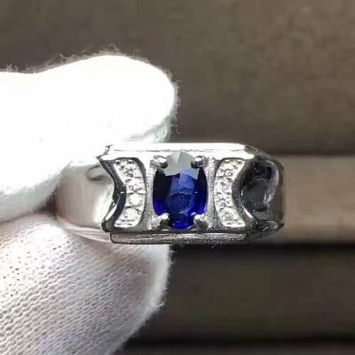 Natural blue sapphire stone Ring Natural gemstone Ring S925 sterling silver trendy Luxury big Heavy women men party Jewelry