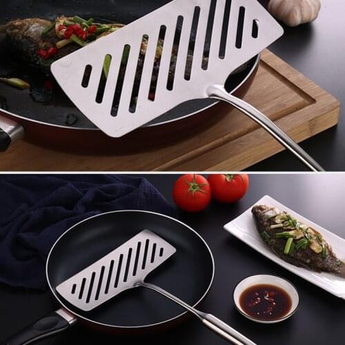 Stainless Steel Wide Fried Fish Spatulas Professional Easier For Flipping Frying & Grilling Fish Turner with Long Handle Hot