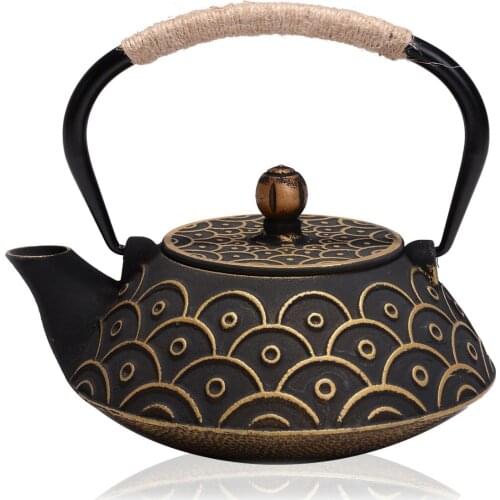 900ML Cast Iron Teapot Set Japanese Tea Pot Tetsubin Kettle Enamel Kung Fu Infusers Metal With Strainer Net Filter