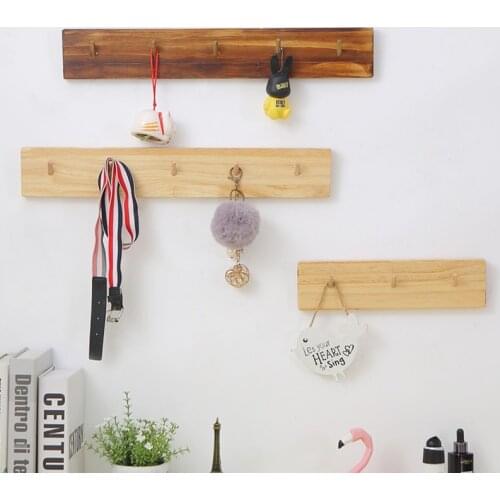 Solid Wood Hook Wall Shelf Key Holder Rack Room Decoration Accessories Organization Hanger Coat Hooks Organizers Storage
