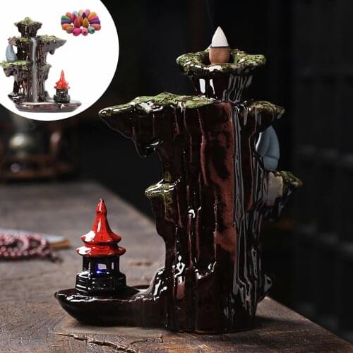 Backflow Incense Holder Incense Burner Incense Holder Porcelain Backflow Burner with 20 Backflow Incense Cones Home Decor