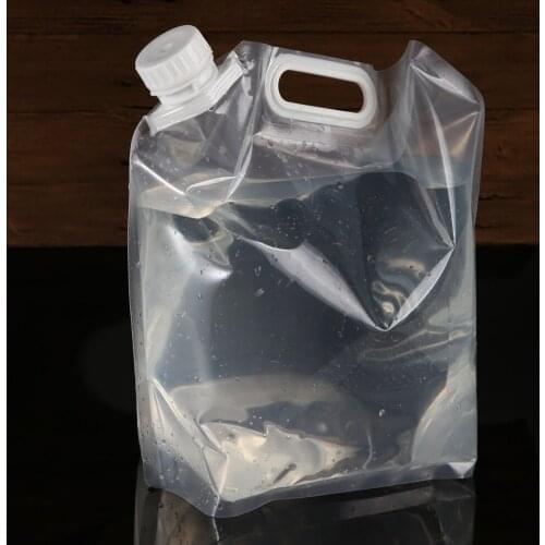 Portable Folding Clear Water Bag Camping Survival Kit Supply 5L Survival Water Carrier Handle bag Camping Water Holder Supplies