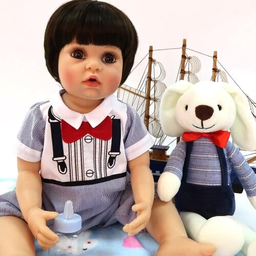 56CM real size bebe reborn toddler girl boy dolls bath toy full vinyl silicone body reborn baby dolls surprise gift
