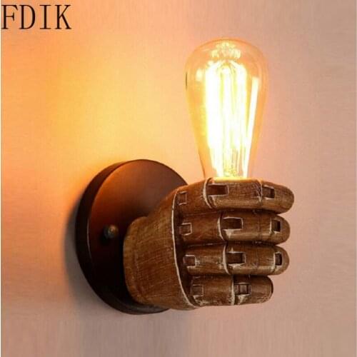 Retro Fist Resin Wall Lamp Industrial Loft Decor Lights for Bar Restaurant Cafe Decoration Sconce on The Wall Luminaire Lighting