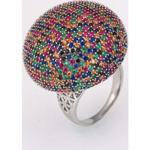 TIRIM Cubic Zircon Luxury Chunky Ring for Women Ball Shape Charm Fashion Gorgeous High Quality Jewelry Hyperbole Big Rings