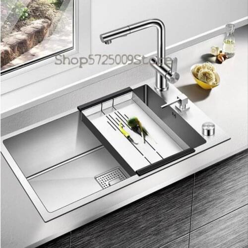 4mm Thick 304 Stainless Steel Manual Sink Left And Right Two-way Installation Kitchen Dishwashing Sink Package