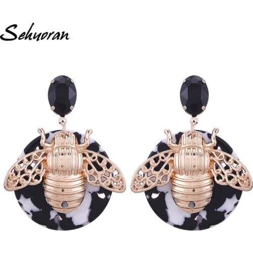 Sehuoran Bohemian Oorbellen BeeDrop Earrings For Women Round Resin Earrings Pendientes Wedding Fashion Jewelry Gifts
