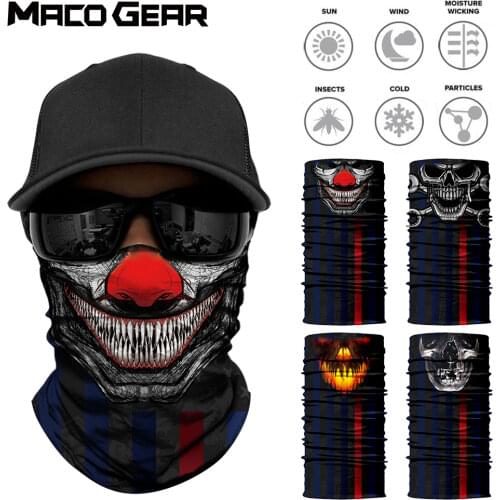 Neck Gaiter Joker Skull 3D Printed Bandana Bicycle Face Cover Tube Scarf Hiking Half Mask Cycling Men Women Headband 2020 NEW