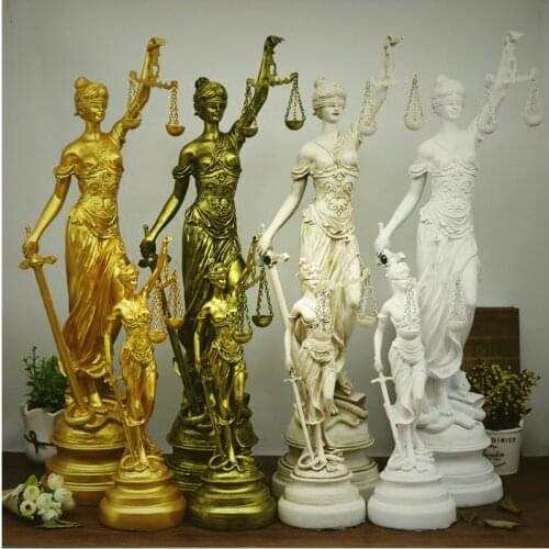 Modern Resin Ancient Greece Presided Over Justice Law Balance Goddess Sculpture Craftswork Figurines Court Law Firm Decoration