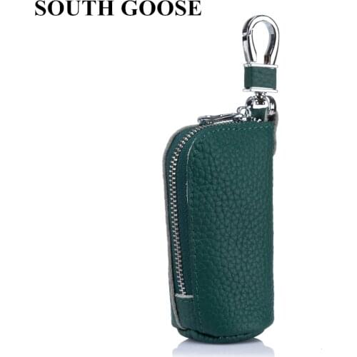 Fashion Unisex Key Bag Genuine Leather Bucket Keys Organizer Pouch Men Zipper Keychain Auto Car Key Case Women Home Key Holder