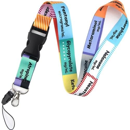 Creative Doctors Nurses Critical Care ICU Anaesthetics Cartoon Print Lanyard Card ID Holder Key Chain Neck Straps Badge Holder