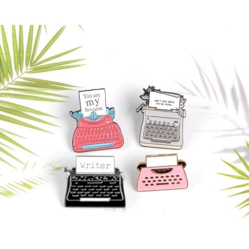 Vintage printer fax machine Various styles of retro typewriter series enamel brooch You are my favorite Cartoon cute badge
