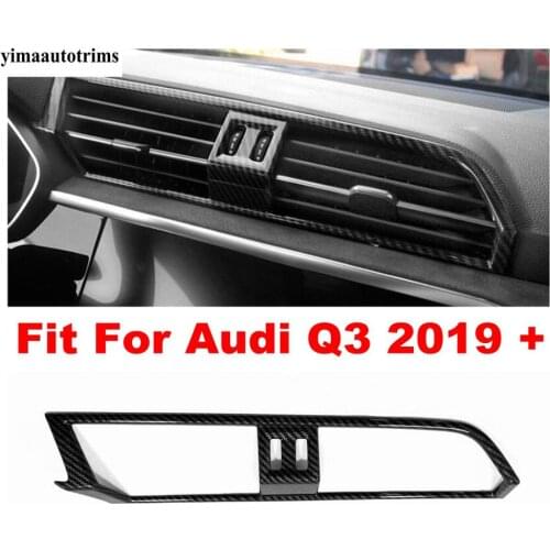 ABS Accessories Interior Middle Air Conditioning AC Outlet Vent Cover Trim For Audi Q3 2019 2020 2021 Matte / Carbon Fiber Look