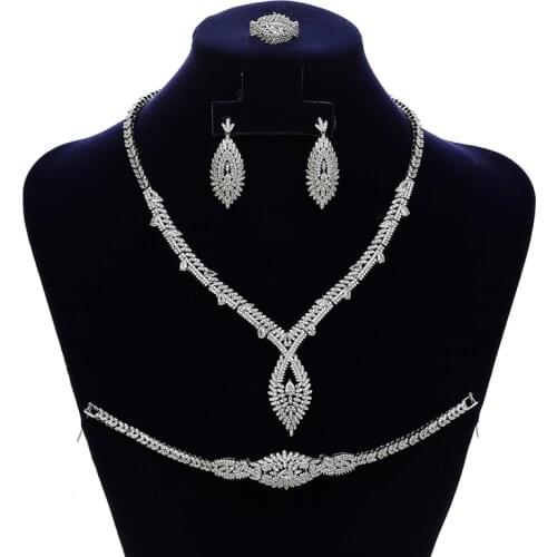 Jewelry Sets HADIYANA Vintage Women Wedding Got Engaged Necklace Earrings Ring And Bracelet Set Zirconia CN1355 Bisuteria