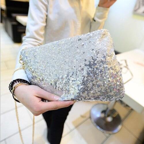 Women Ladies Glitter Sequins Handbag Messenger Bag Sparkling Party Evening Envelope Clutch Bag Wallet Tote Purse Shoulder Bag