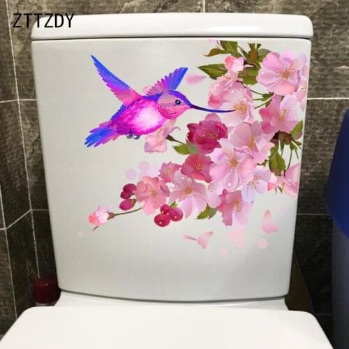 ZTTZDY 23.9×23.5CM Gorgeous Flowers And Birds Home Living Room Wall Stickers Fashion WC Toilet Decor T2-1402